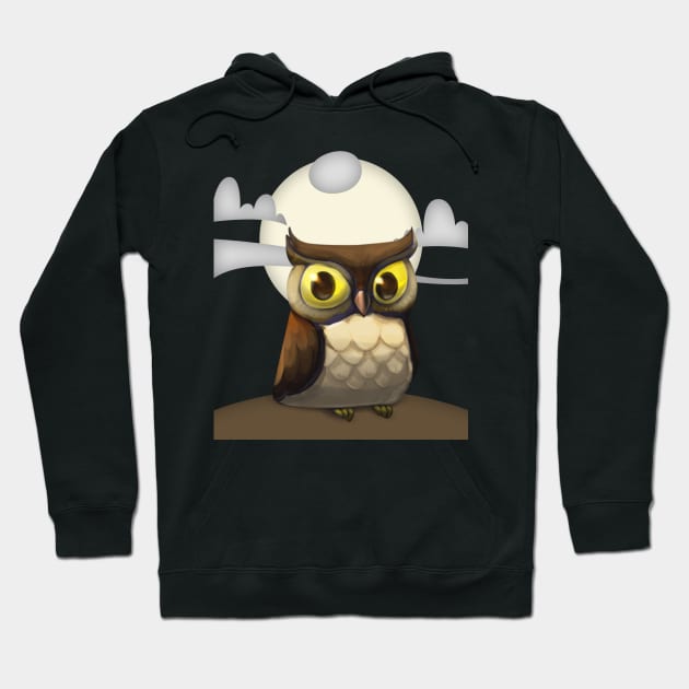 Cute Owl Full Moon Halloween Design Hoodie by Up 4 Tee